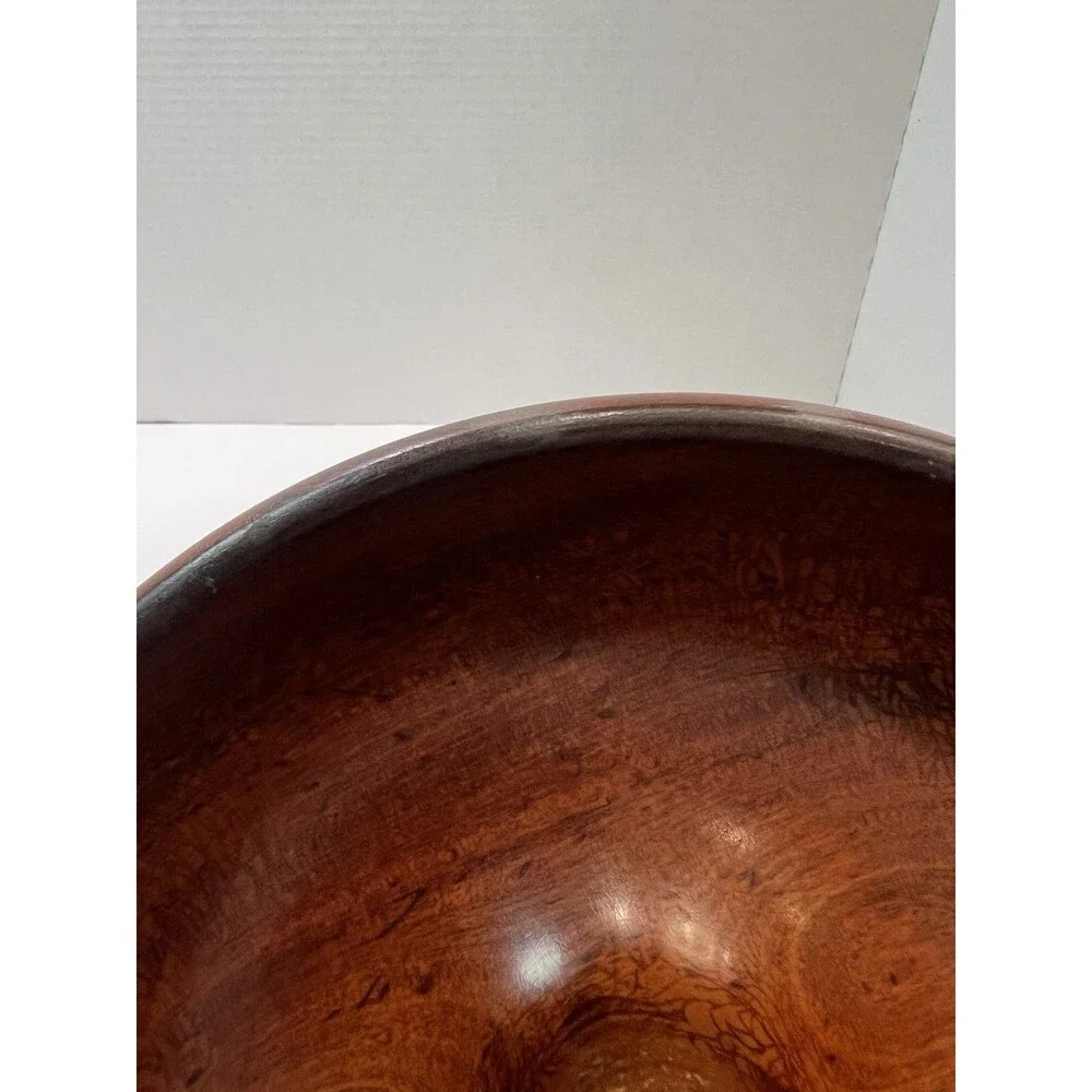 Vintage Real Wood Nut Bowl MCM Mid Century Modern 9.5” Turned Center Nut Cracker